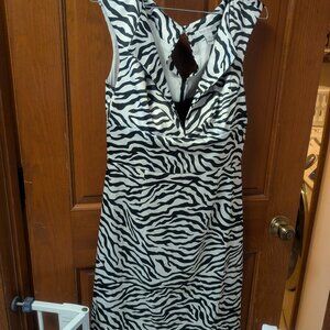 Women's Black/White Zebra print dress -- size 8